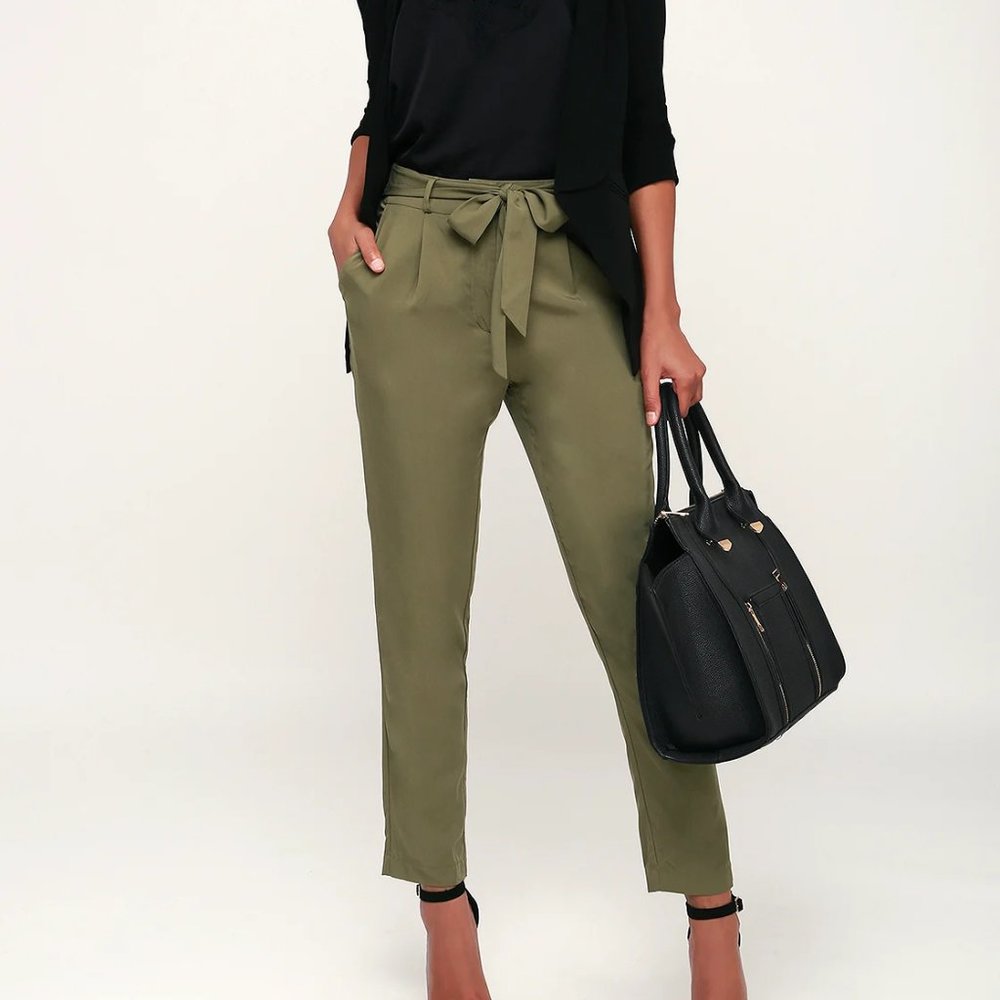 Lulus | Confident Stride Olive Green Trouser Pants